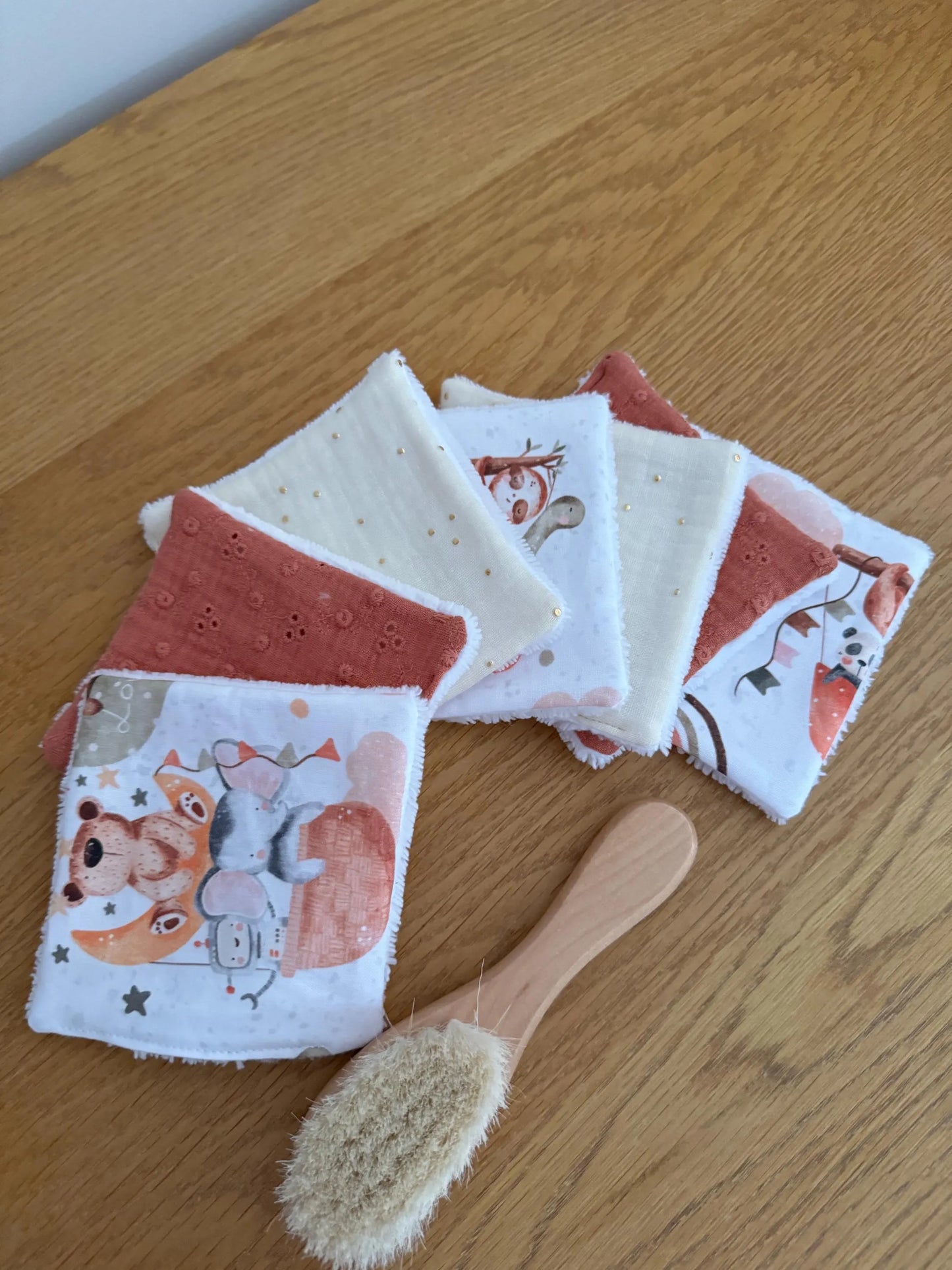 Lingettes lavables bébé – Collection Arche de Noé