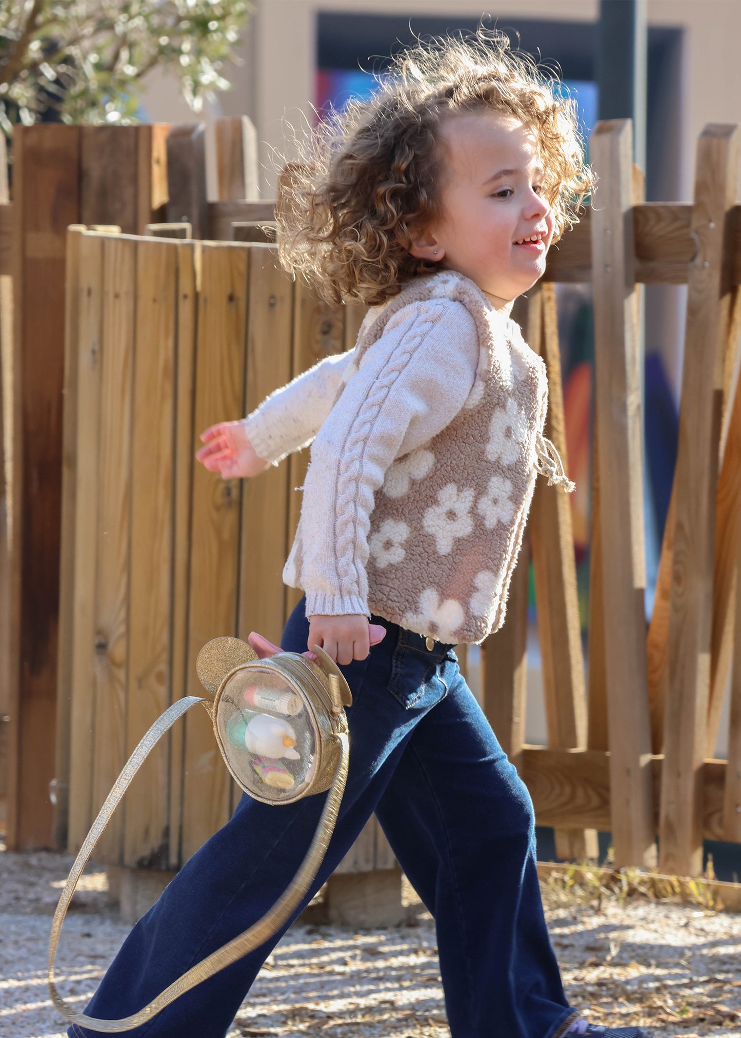 Gilet de berger bébé et enfant - Fleurs blanches