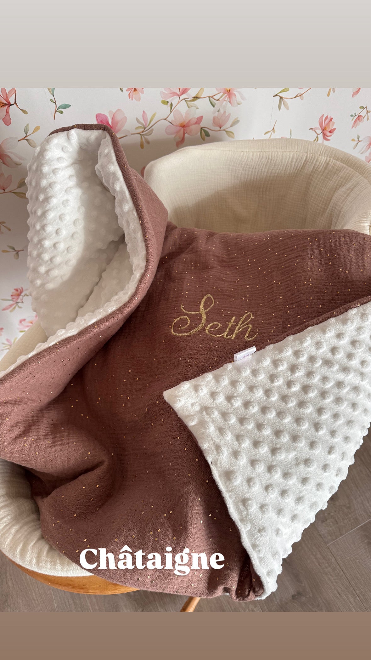 Couverture de naissance personnalisée – Double gaze de coton