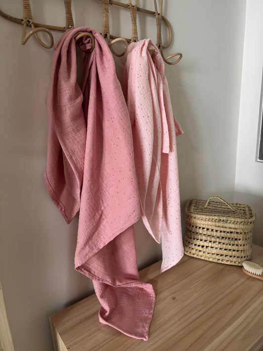 Maxi lange bébé personnalisé en double gaze de coton – 100x100 cm