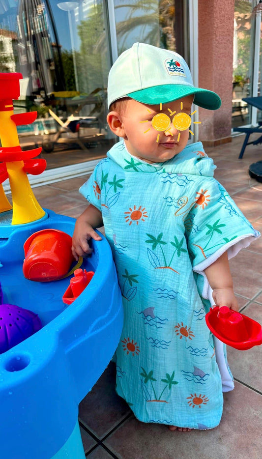Poncho de plage et piscine pour bébé et enfant - Collection Valentin