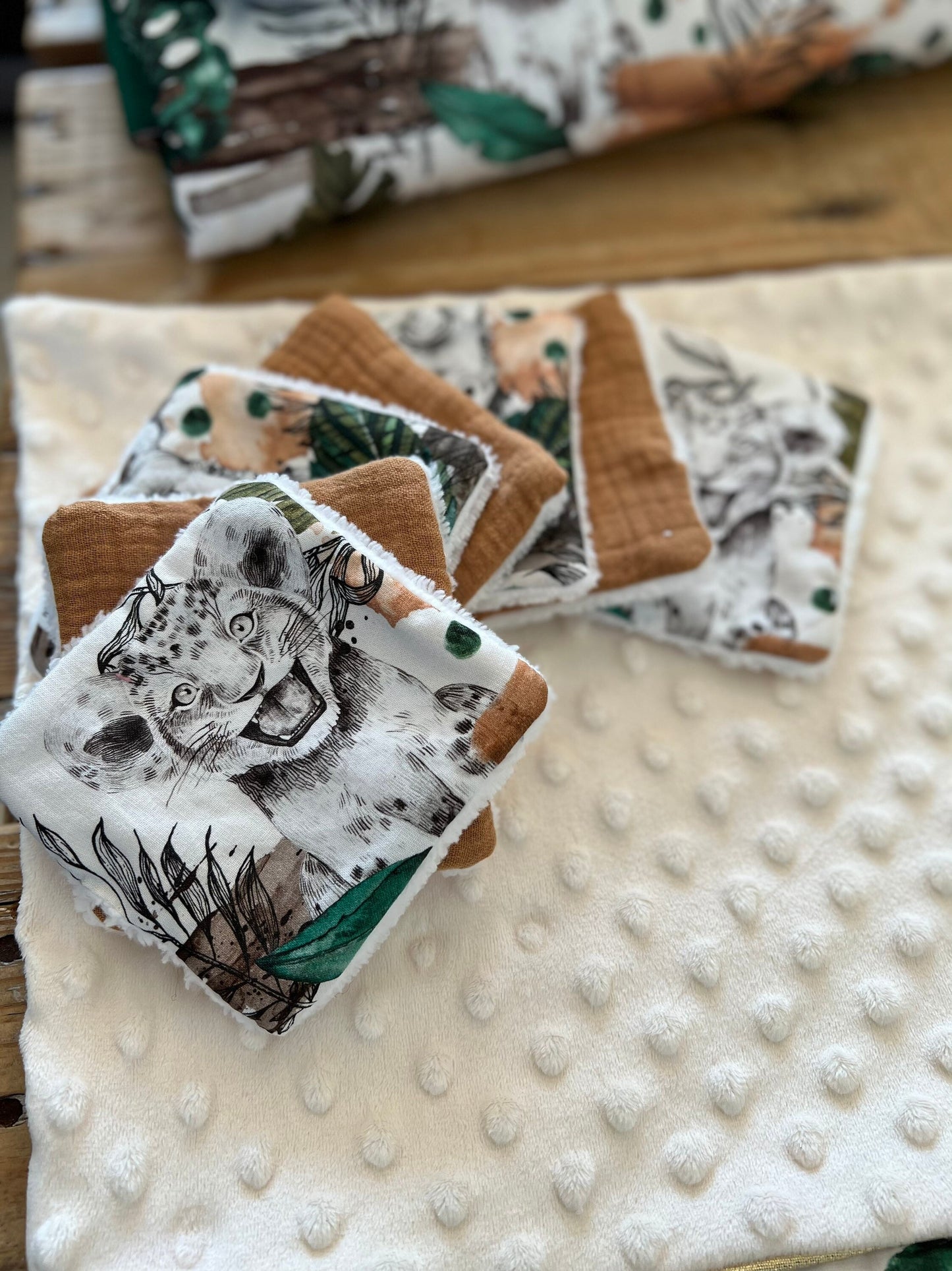 Lingettes lavables bébé – Collection Savane