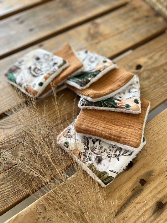 Lingettes lavables bébé – Collection Savane