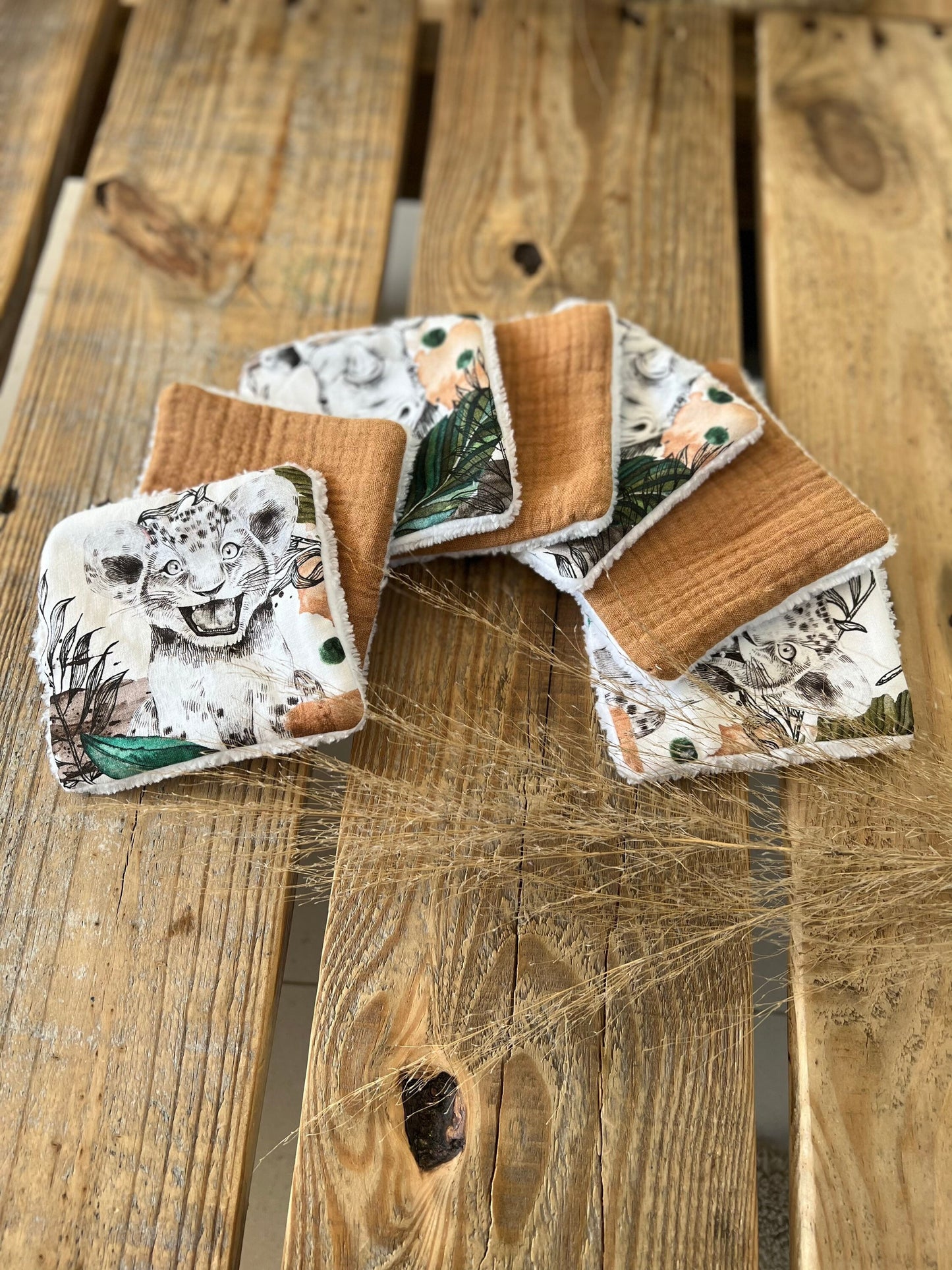 Lingettes lavables bébé – Collection Savane