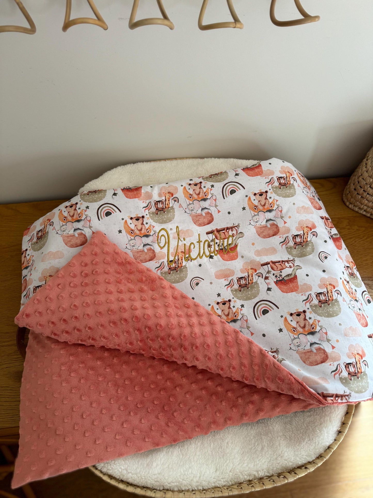 Couverture de naissance personnalisée – Collection Arche de Noé