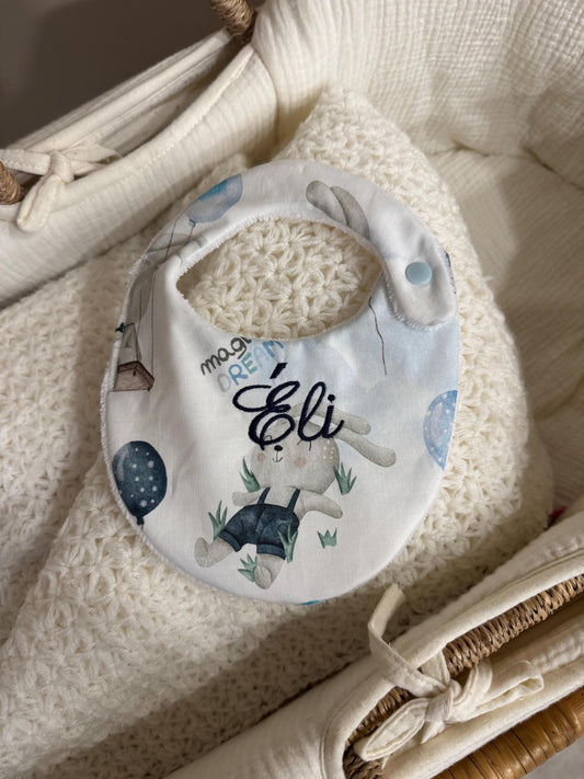 Bavoir bébé personnalisé – Collection Lapin bleu