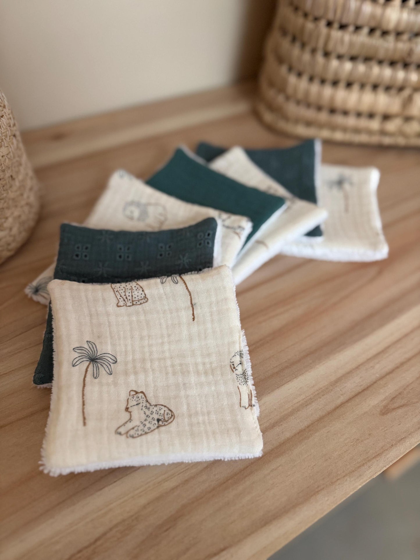 Lingettes lavables bébé – Collection Oscar