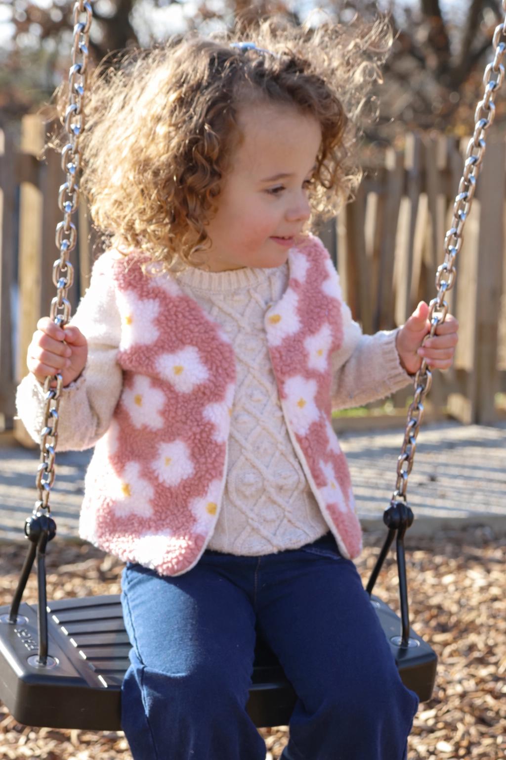 Gilet de berger bébé et enfant - Marguerites