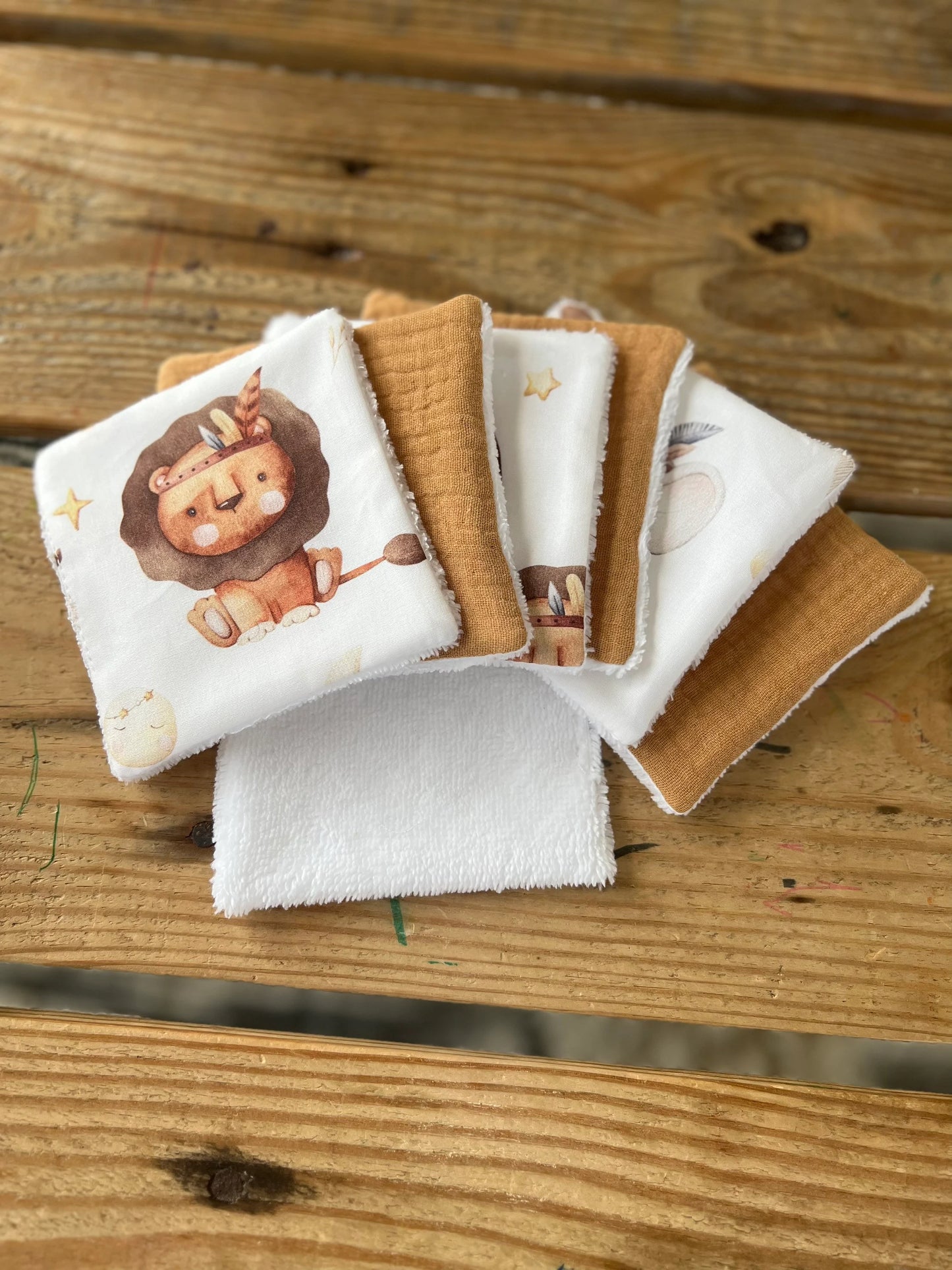 Lingettes lavables bébé – Collection Léon