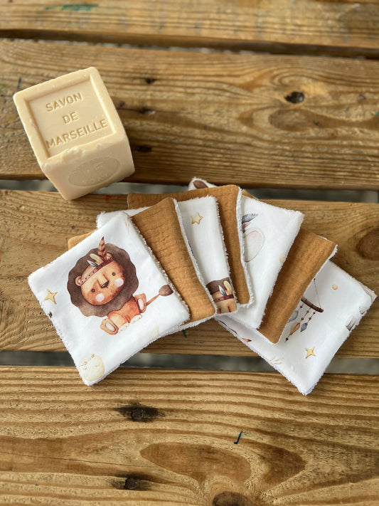 Lingettes lavables bébé – Collection Léon
