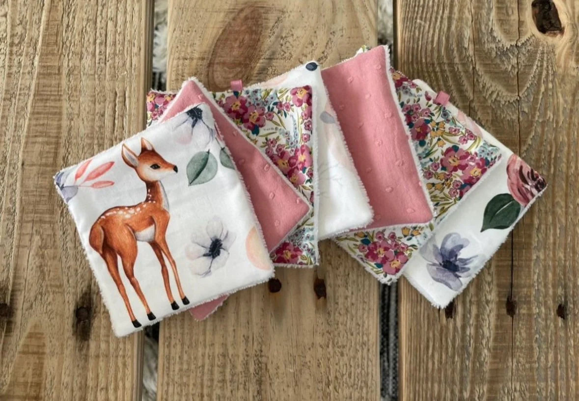 Lingettes lavables bébé – Collection Biches et Montgolfières