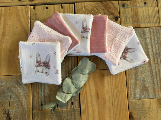 Lingettes lavables bébé – Collection Mélia