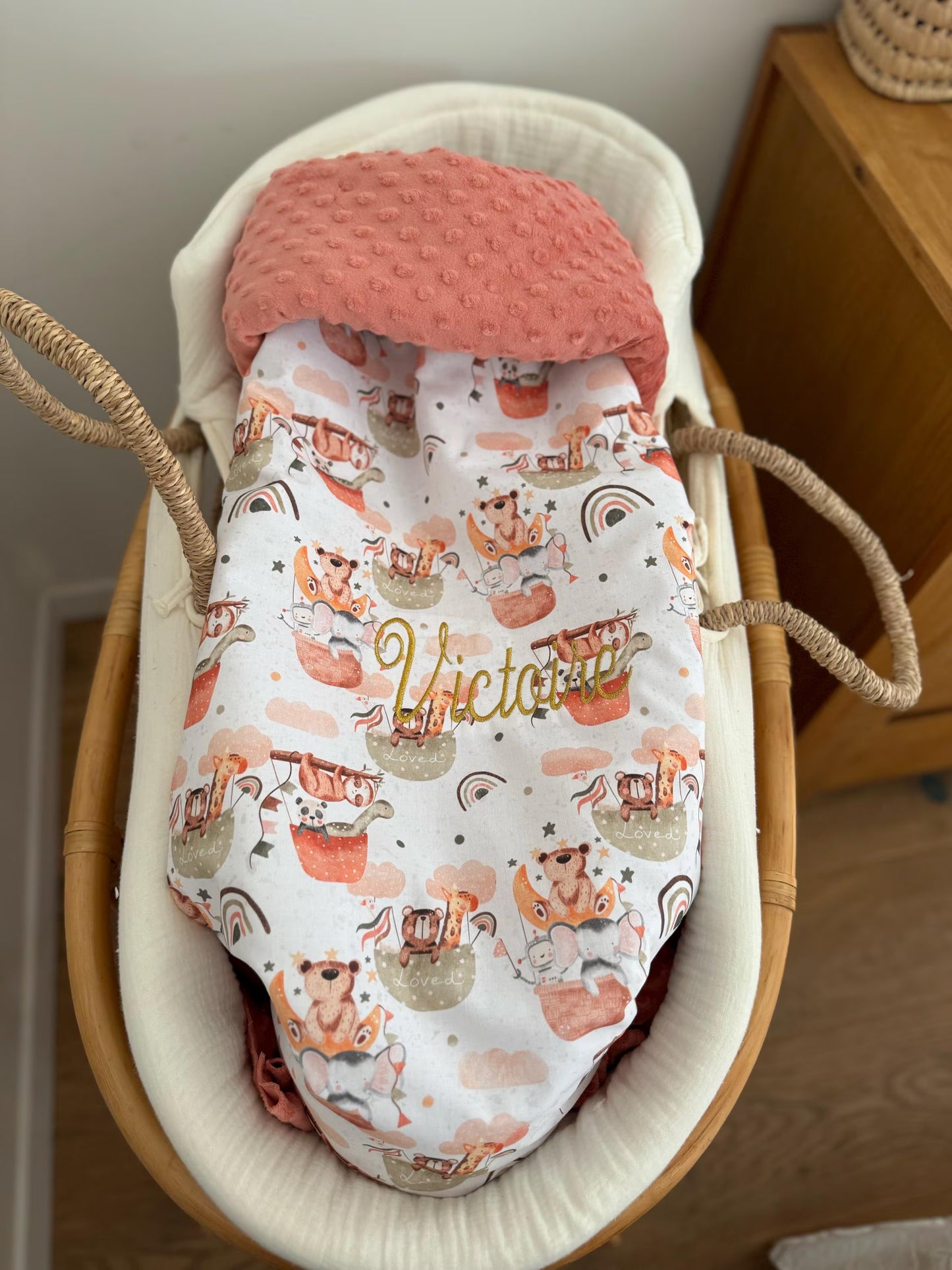 Couverture de naissance personnalisée – Collection Arche de Noé