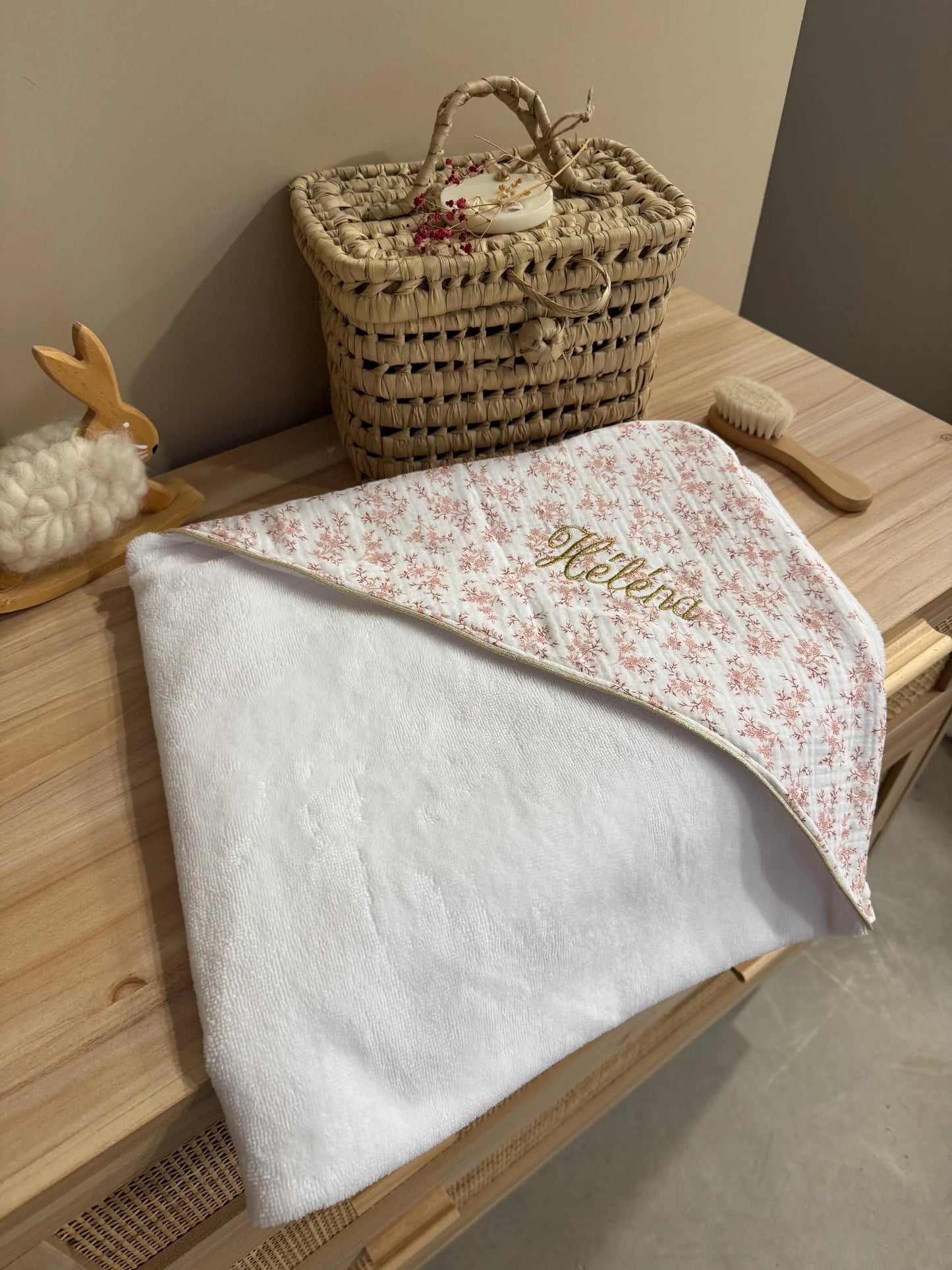 Cape de bain personnalisée bébé – Collection Agathe